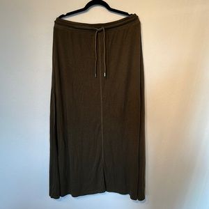NWT olive green cotton maxi skirt with slit
